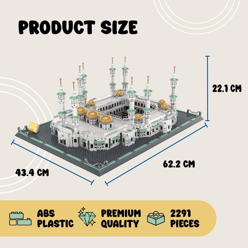 Alif and Friends Masjid Al Haram Building Blocks Set - 2000+ Pcs Grand Mosque of Mecca Islamic Toys for Kids - Muslim Eid Mubarak Eid Gifts for Kids