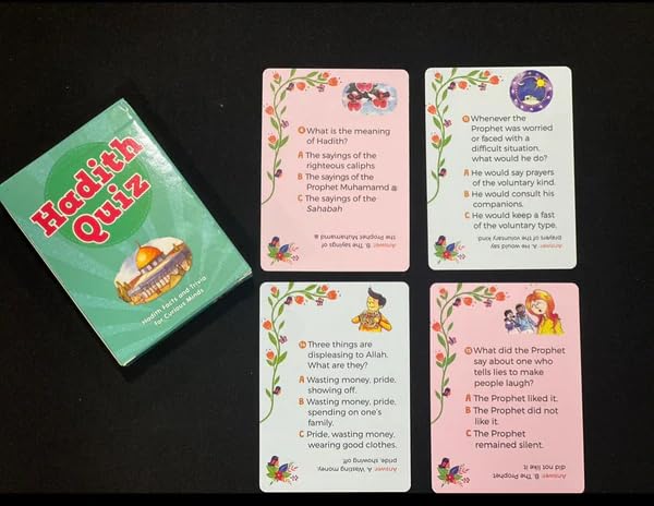 Islamic Quiz Cards for Kids 100% Knowledge & Fun | Muslim Ramadan Gift (Islamic Quiz, Pack of 6)