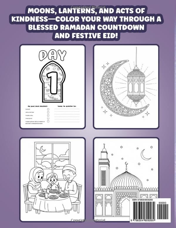 Blessed Ramadan Coloring Book for Little Muslims: 30-Day Countdown, Good Deed Tracker, and Eid Fun for Ages 4–12