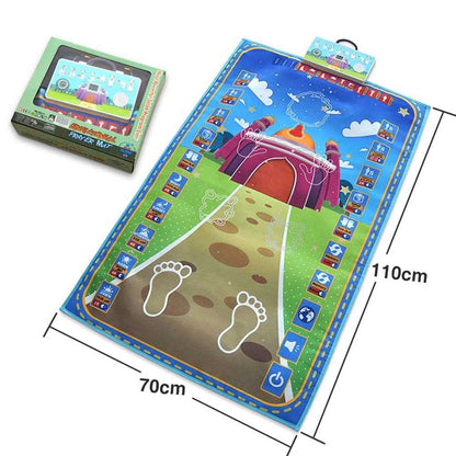 Asheep Muslim Prayer Rug for Kids, Smart Electronic Islamic Prayer Carpet Mat, Teaching Talking Music Mat with Worship Step Guide for Kids Toddlers, 43.3x27.5 in (Color : Green)