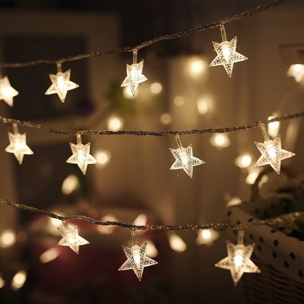 Twinkle Star 100 LED Star String Lights, 33FT Plug in Fairy String Lights Waterproof, Extendable for Indoor, Outdoor, Wedding Party, Christmas Tree, New Year, Ramadan, Garden Decoration, Warm White