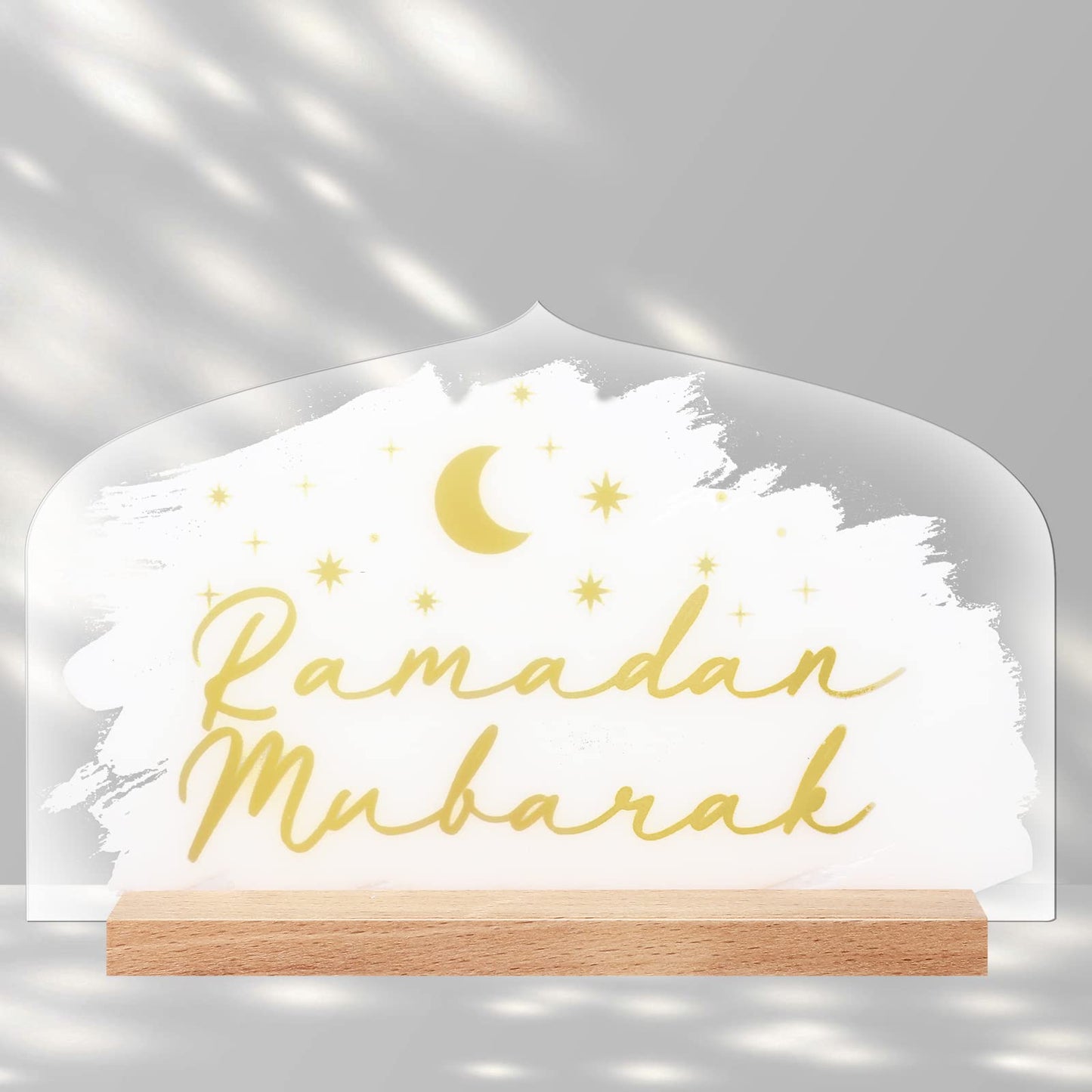 Frienda Ramadan Eid Mubarak Decorations Ramadan Table Centerpieces Acrylic Eid Al Adha Table Sign Star Mubarak Eid Decorations Ramadan Table Decor for Home Eid Al Fitr Supply(Stylish, 7.1 x 4.3 Inch)