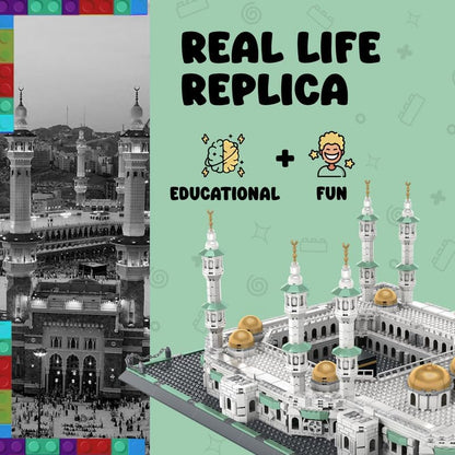 Alif and Friends Masjid Al Haram Building Blocks Set - 2000+ Pcs Grand Mosque of Mecca Islamic Toys for Kids - Muslim Eid Mubarak Eid Gifts for Kids