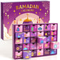 MOVINPE Ramdan Calendar with Drawers 2025 Ramadan Gifts for Kids, 30 Pre-Assembled Empty Boxes Eid Mubarak Coutdown Calendar Fillable Islamic Art Gift Box, Ramadan Party Supplies Purple