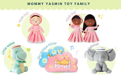 Mommy Yasmin Personalized Soothe & Glow Talking Cloud | Muslim & Islamic Toy | Eid Gift | Quran & Dua | Interactive + Relaxing | Remote | for Baby + Toddlers + Kids (Blue)