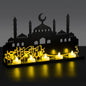 Rossesay Islamic Decorations Islamic Candle Holder with LED Tea Candles Wooden Acrylic Islamic Tabletop Decors Ramadan Kareem Eid Mubarak Sign Muslim Gifts for Home Table Party Decorations(Vivid)