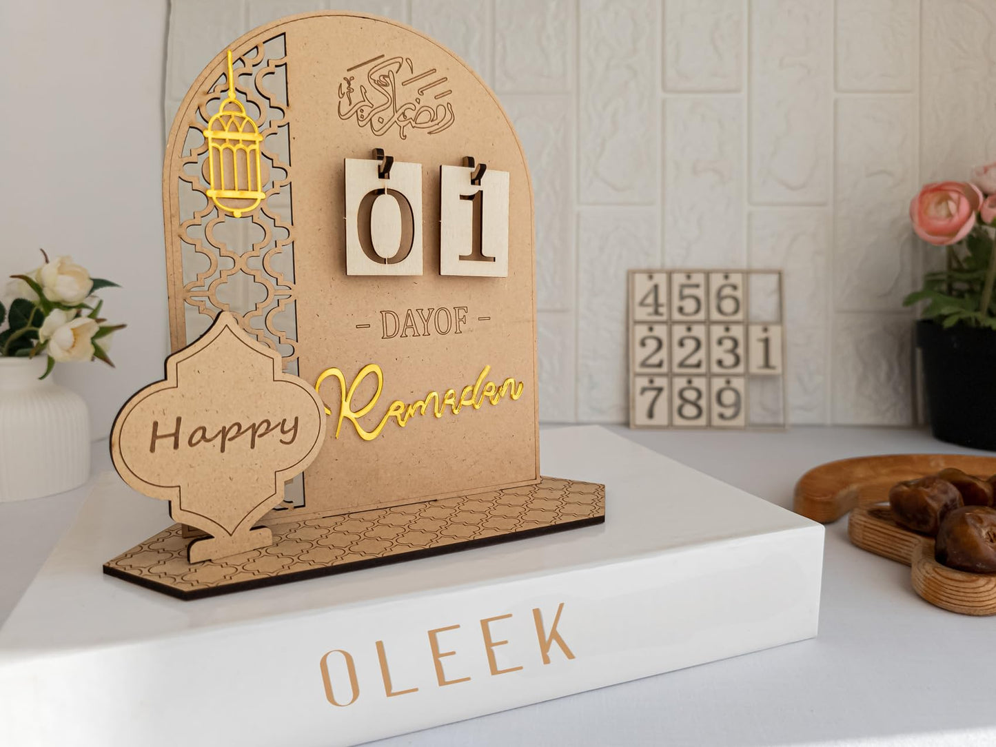 OLEEK Ramadan countdown calendar - Ramadan decorations for home 2025 - Ramadan calendar for kids - Ramadan gifts for kids - Ramadan table decor - Ramadan advent calendar - زينة رمضان كريم ديكور