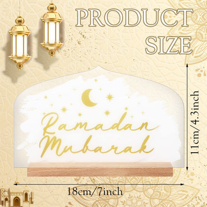 Frienda Ramadan Eid Mubarak Decorations Ramadan Table Centerpieces Acrylic Eid Al Adha Table Sign Star Mubarak Eid Decorations Ramadan Table Decor for Home Eid Al Fitr Supply(Stylish, 7.1 x 4.3 Inch)