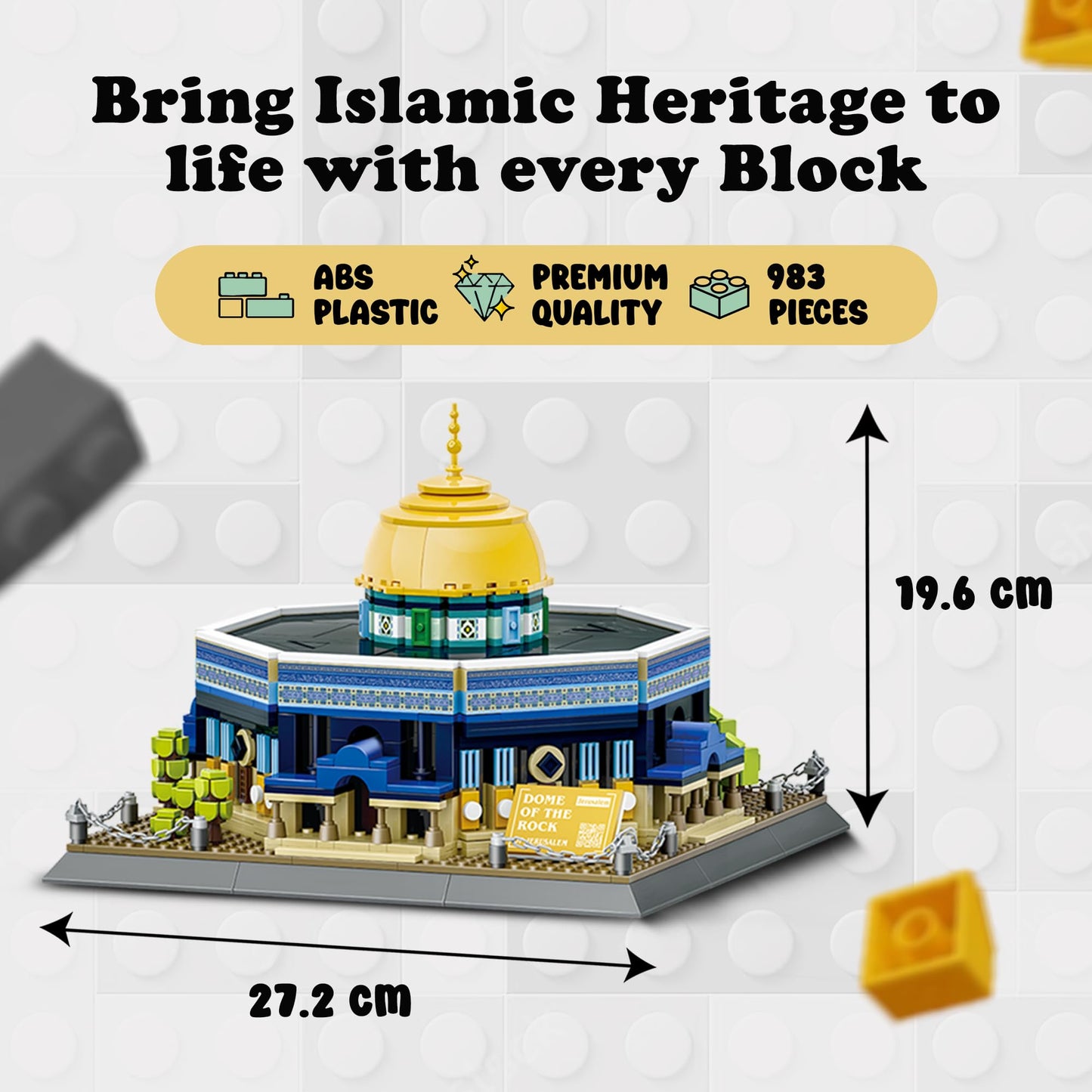 Alif and Friends Dome of The Rock Building Blocks Set - 900+ Pcs Islamic Toys for Kids - Aqsa Muslim Eid Gifts for Kids