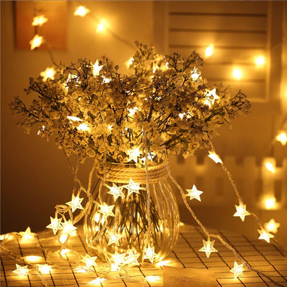 Twinkle Star 100 LED Star String Lights, 33FT Plug in Fairy String Lights Waterproof, Extendable for Indoor, Outdoor, Wedding Party, Christmas Tree, New Year, Ramadan, Garden Decoration, Warm White