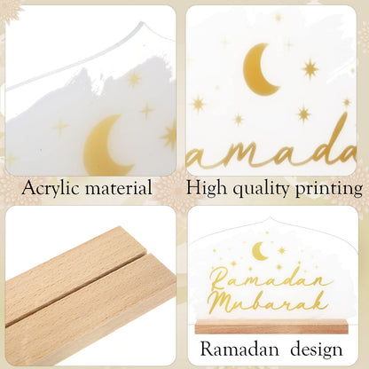 Frienda Ramadan Eid Mubarak Decorations Ramadan Table Centerpieces Acrylic Eid Al Adha Table Sign Star Mubarak Eid Decorations Ramadan Table Decor for Home Eid Al Fitr Supply(Stylish, 7.1 x 4.3 Inch)