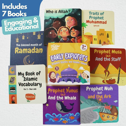 Pidoko Kids Islamic Books for Children - Set of 7 - Prophet Stories, Ramadan, Islamic Vocabulary and More - for 3+ Year Olds