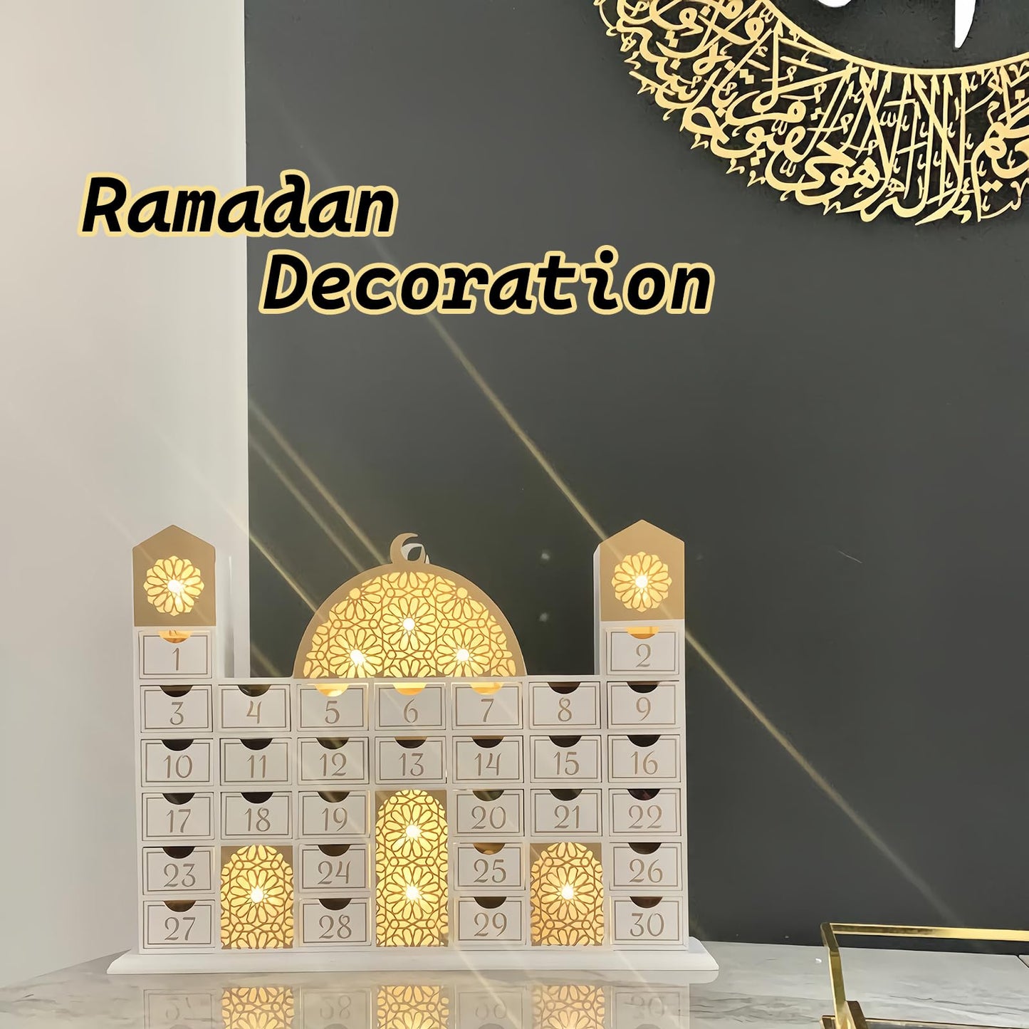 Ramadan Wooden Countdown Calendar Mosque Advent Calendar Ramadan Decor Ramadan Gifts Eid Deroc Ramadan Decorations