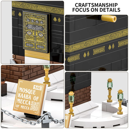 CAXIMSY Islamic Mosque Kaaba Architectural Model Building Block Sets Muslim Bricks Toy Hajj Kit Eid Gifts for Kids Adult 446 Pieces