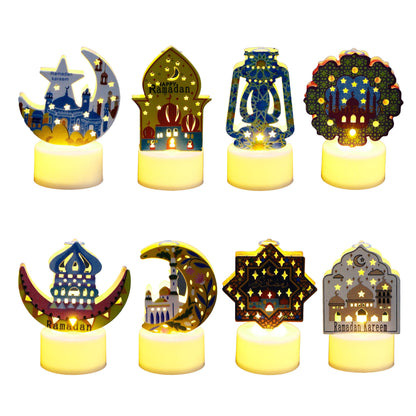 Frelisiy 8PCS Mini Ramadan Mubarak Candle Lanterns, Mosque Moon Star Eid Mubarak Battery Operated LED Flameless Lights Ramadan Decorations for Home Table, Kitchen Indoor Party Decor Kids Gifts