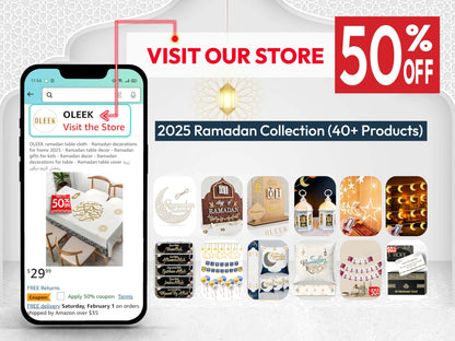 OLEEK Ramadan countdown calendar - Ramadan decorations for home 2025 - Ramadan calendar for kids - Ramadan gifts for kids - Ramadan table decor - Ramadan advent calendar - زينة رمضان كريم ديكور