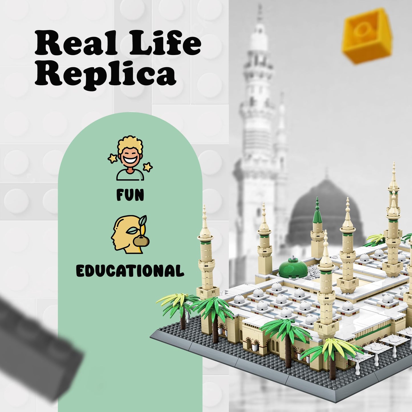 Masjid Al Nabawi Building Block Sets - 1894 Pcs Mosque Model - Muslim Gifts - Perfect Islamic Toys & Eid Gifts for Kids