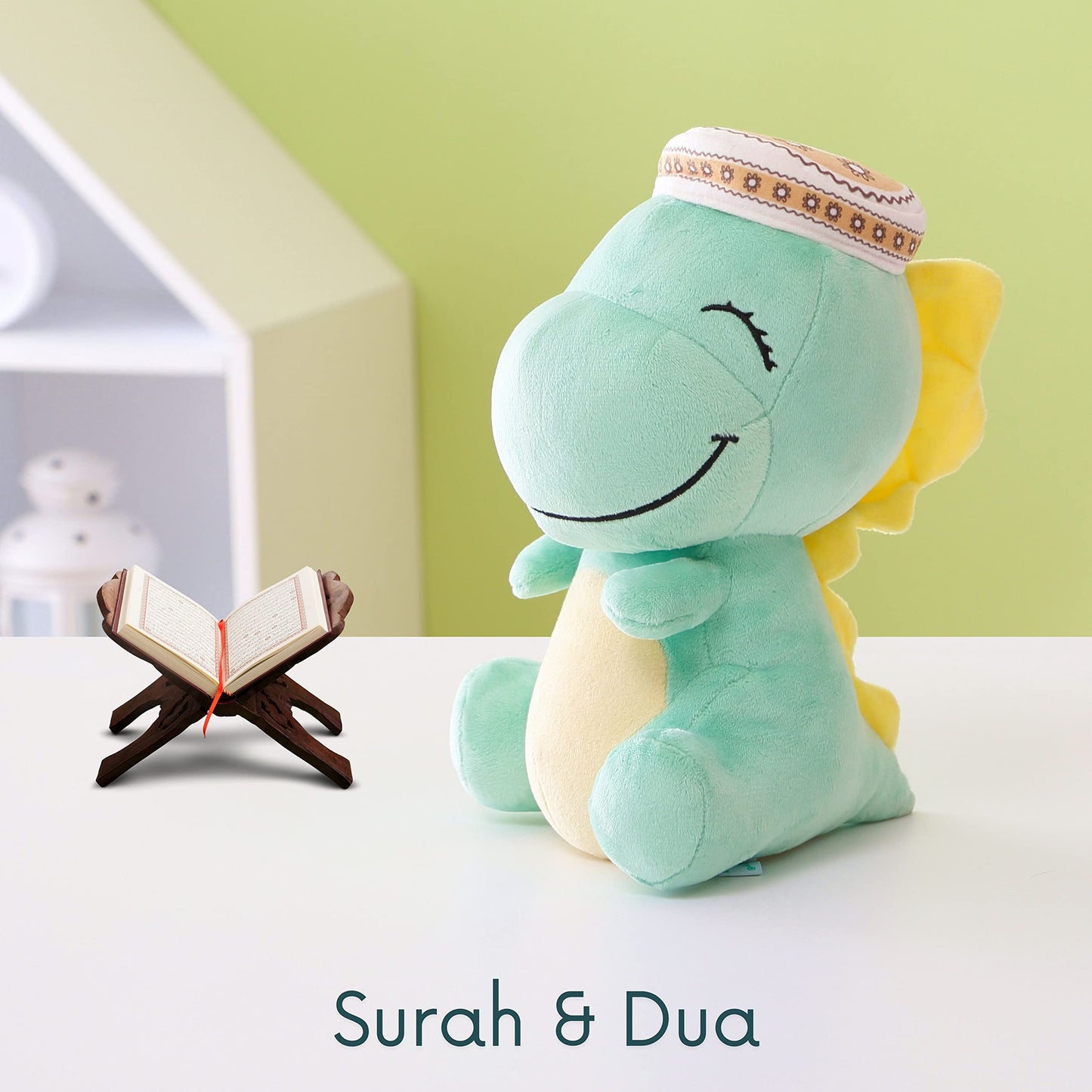 Mommy Yasmin - Soothe & Talking Kufi Dinosaur | Muslim & Islamic Toy | Eid Gift | Quran & Dua | Interactive + Relaxing | Remote | for Baby + Toddlers + Kids