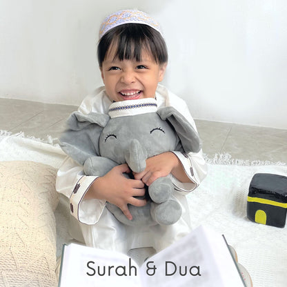 Mommy Yasmin - Soothe & Talking Kufi Elephant | Muslim & Islamic Toy | Eid Gift | Quran & Dua | Interactive+Relaxing | Remote | for Baby+Toddlers+Kids