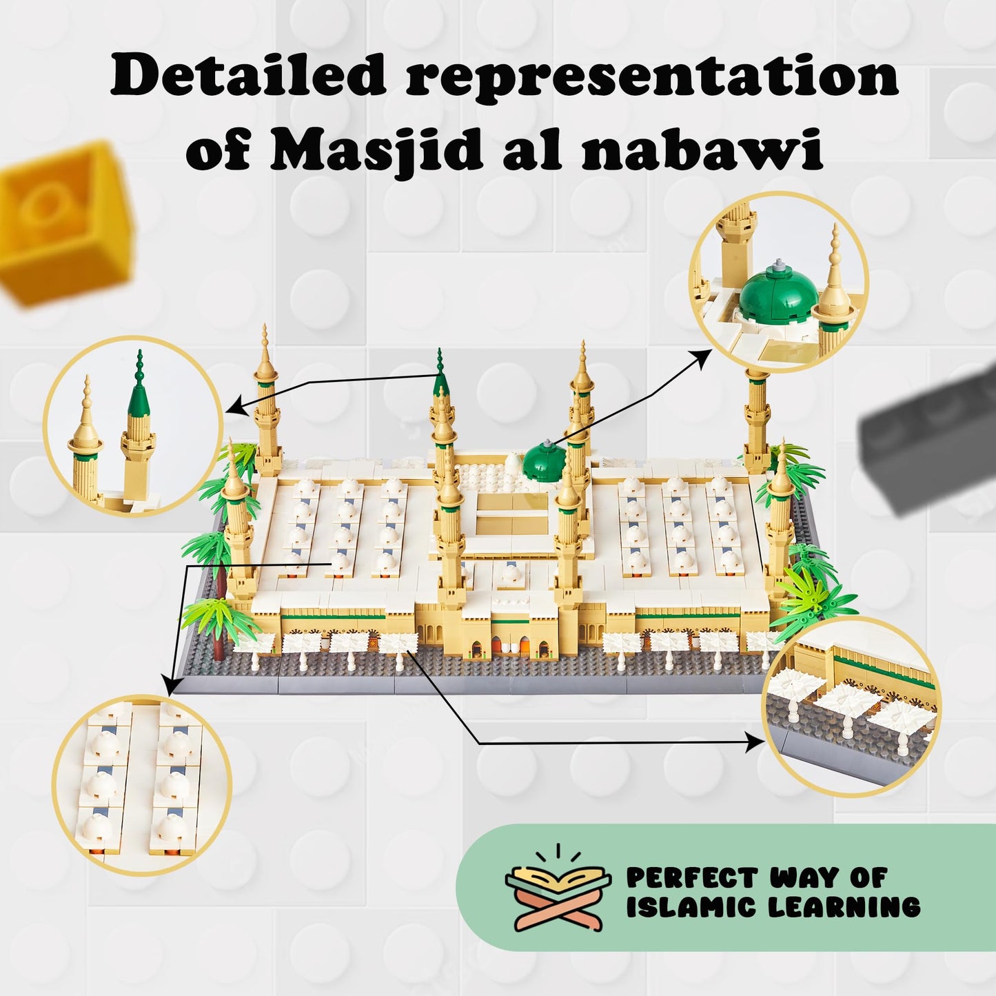 Masjid Al Nabawi Building Block Sets - 1894 Pcs Mosque Model - Muslim Gifts - Perfect Islamic Toys & Eid Gifts for Kids