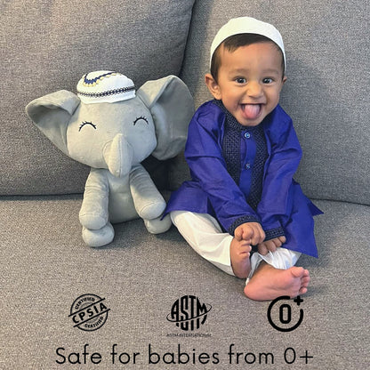 Mommy Yasmin - Soothe & Talking Kufi Elephant | Muslim & Islamic Toy | Eid Gift | Quran & Dua | Interactive+Relaxing | Remote | for Baby+Toddlers+Kids