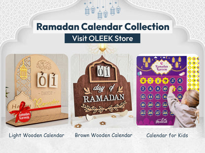 OLEEK Ramadan countdown calendar - Ramadan decorations for home 2025 - Ramadan calendar for kids - Ramadan gifts for kids - Ramadan table decor - Ramadan advent calendar - زينة رمضان كريم ديكور